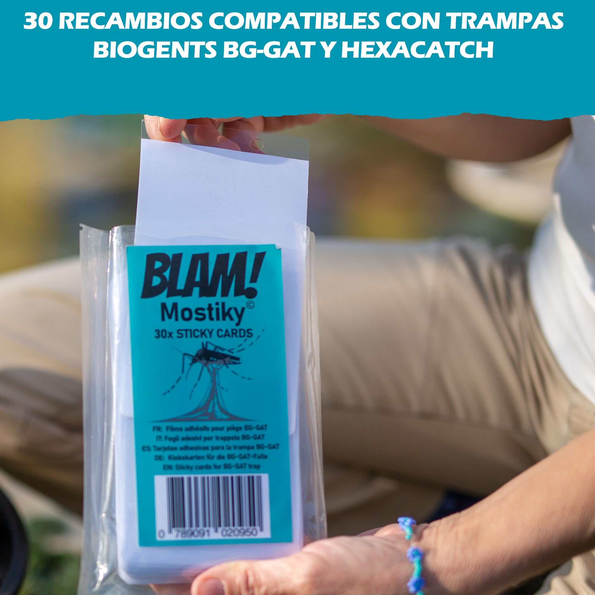Mostiky: 30 Tarjetas Adhesivas compatibles con Biogents BG-GAT. Paquete de 30 Tarjetas Adhesivas para capturar Mosquitos Tigre Antes de Que pongan Sus Huevos.