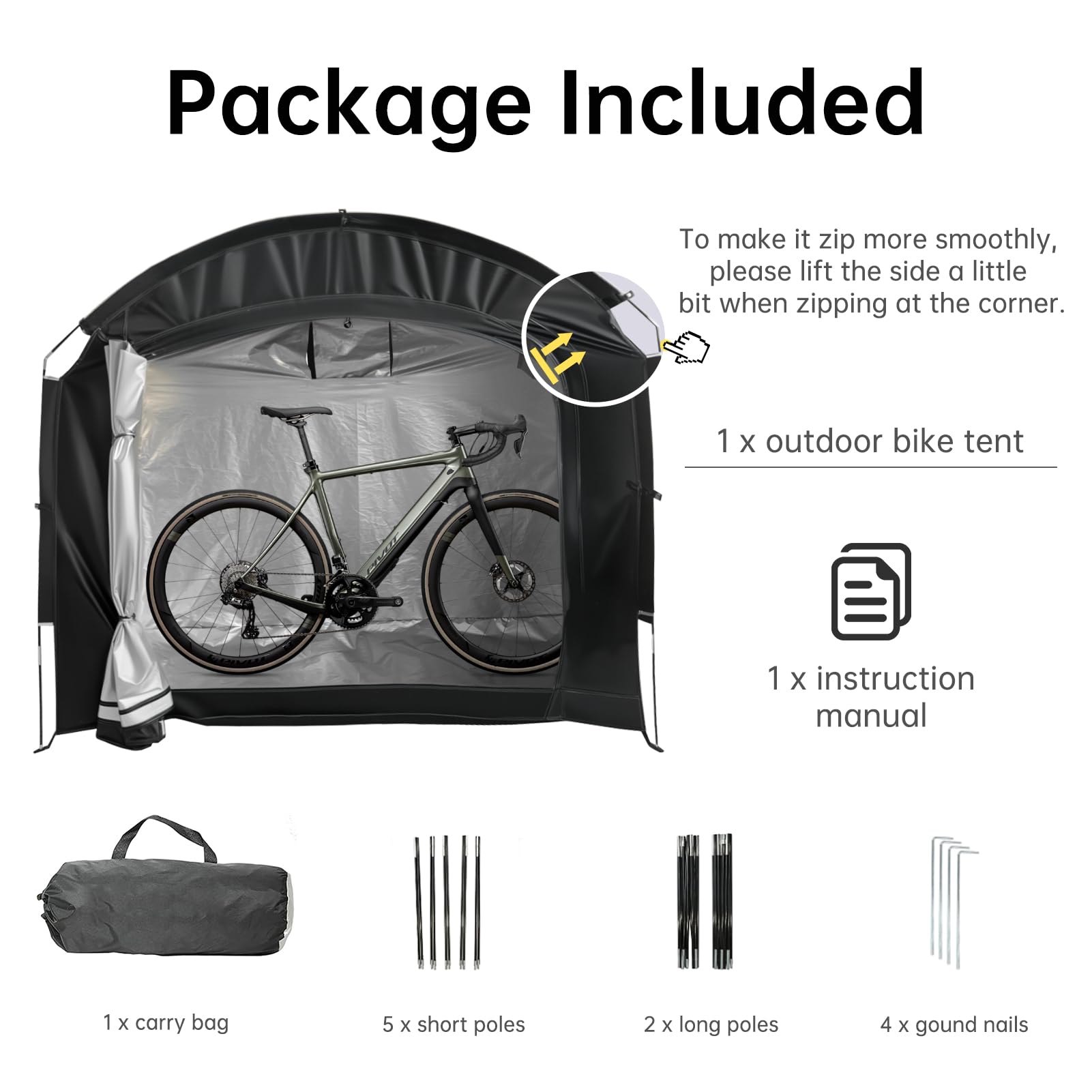 Fietstent Outdoor Fietshoes voor 2 Fietstent Buitenopslag Waterdicht Oxford 210d Hoezen Zijstoftent voor Kamperen Wandelen Grasmaaier Tuin, Reistas (diep zwart), 2CHE-FUTI