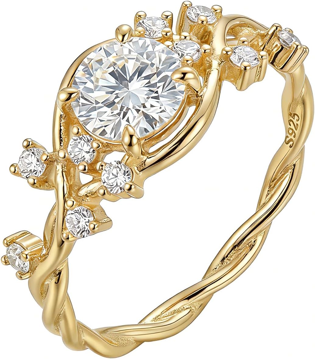 Moissanite Wedding Band Ring 925 Sterling Silver 14k Gold Plated 1ct Moissanite Engagement Size 5-9 Promise Rings for Her Lover