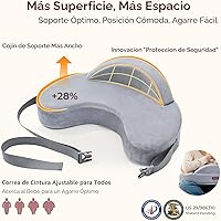 Vista 7 de Momcozy Innovadora almohada de lactancia con valla de seguridad, espuma viscoelástica firme y elástica, soporte ergonómico estable y comodidad