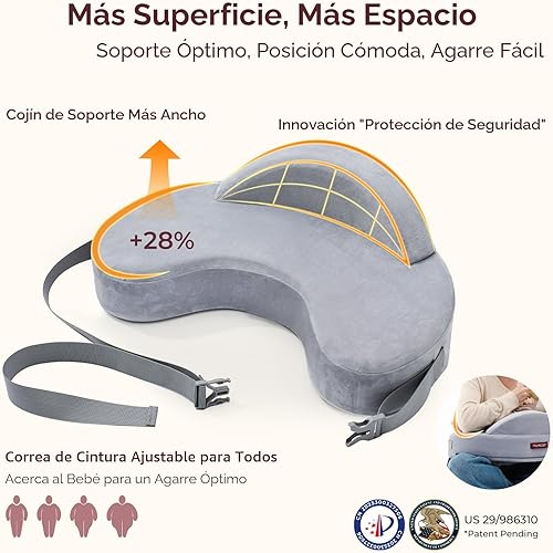 Miniatura 7 de Momcozy Innovadora almohada de lactancia con valla de seguridad, espuma viscoelástica firme y elástica, soporte ergonómico estable y comodidad