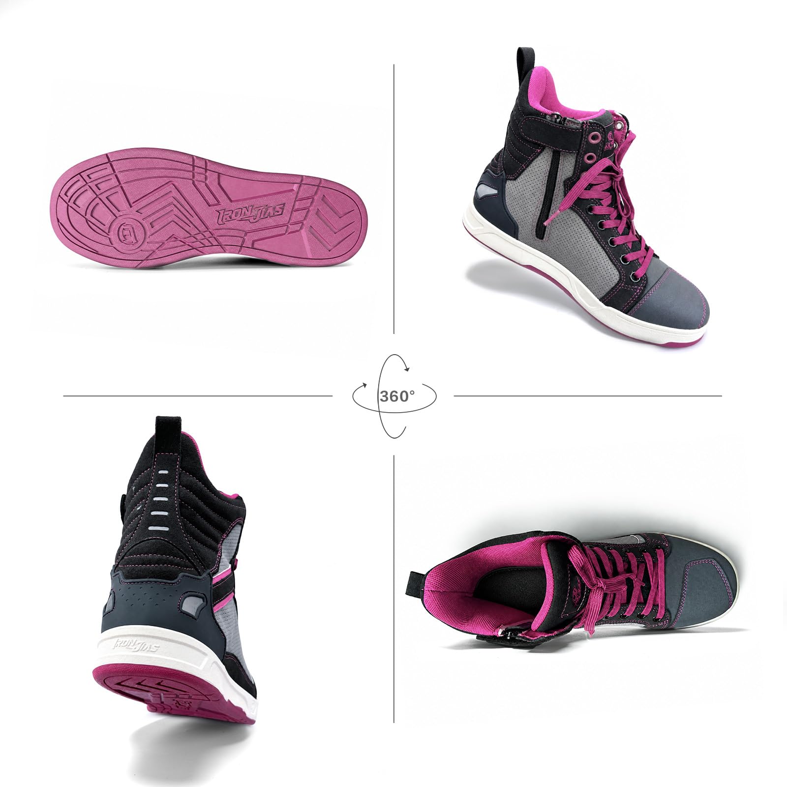 BORLENI Scarpe Moto Uomo Stivali Moto | Traspiranti Uomo Scarpe Motocross Casual Suola Antiscivolo Zip Laterale, Supporto alla Caviglia e Shift Pad