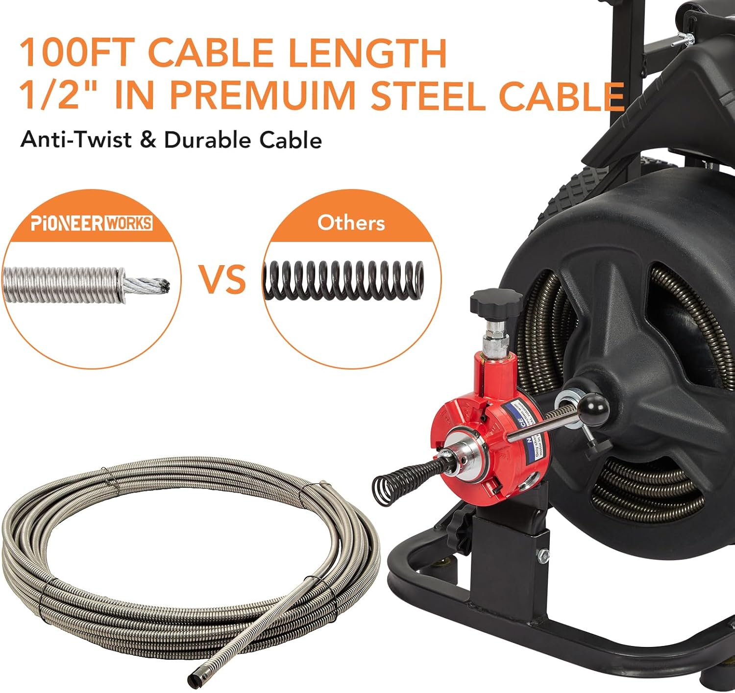 100 ft, 1/2 inch premium steel core cable