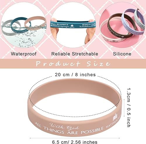 Miniatura 2 de HyDren 120 pulseras religiosas de silicona para regalo cristiano, pulseras de goma bíblicas a granel, pulseras inspiradoras coloridas de las