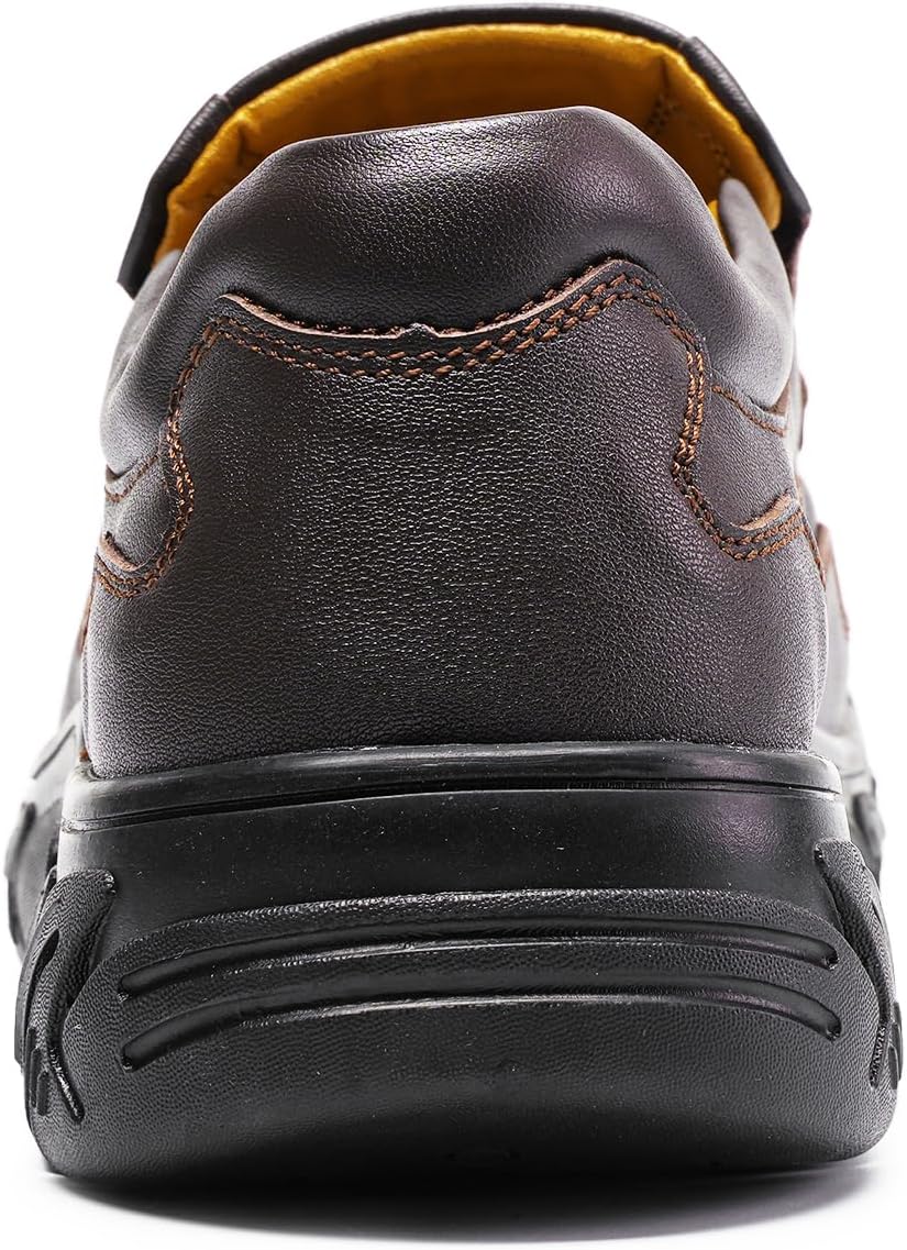 Men's Slip On Casual Loafers Classic Outdoor Leather Walking Hiking Dress Shoes Com... - Image 3