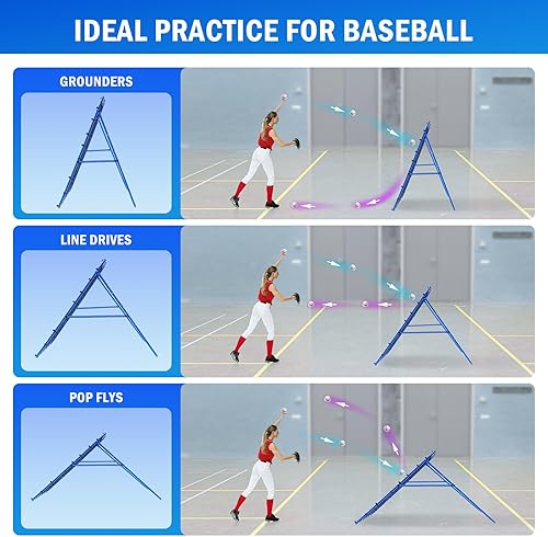 Miniatura 4 de Red de rebote de lanzamiento de béisbol, objetivo de bateo de 9 hoyos, redes de entrenamiento de softbol con zona de ataque, 2 redes de