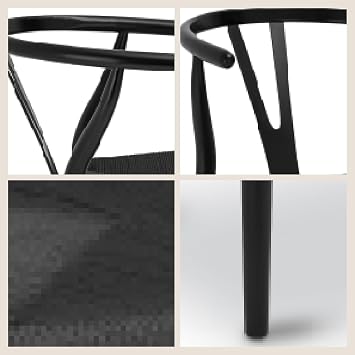 Poly & Bark Weave Dining Chairs Mid-Century Modern Wishbone Dining Chairs with Arms, Solid Wood Frame, Indoor Use Pitch Black Single - Ideal for Dining Room, Kitchen or Stylish Accent Setting