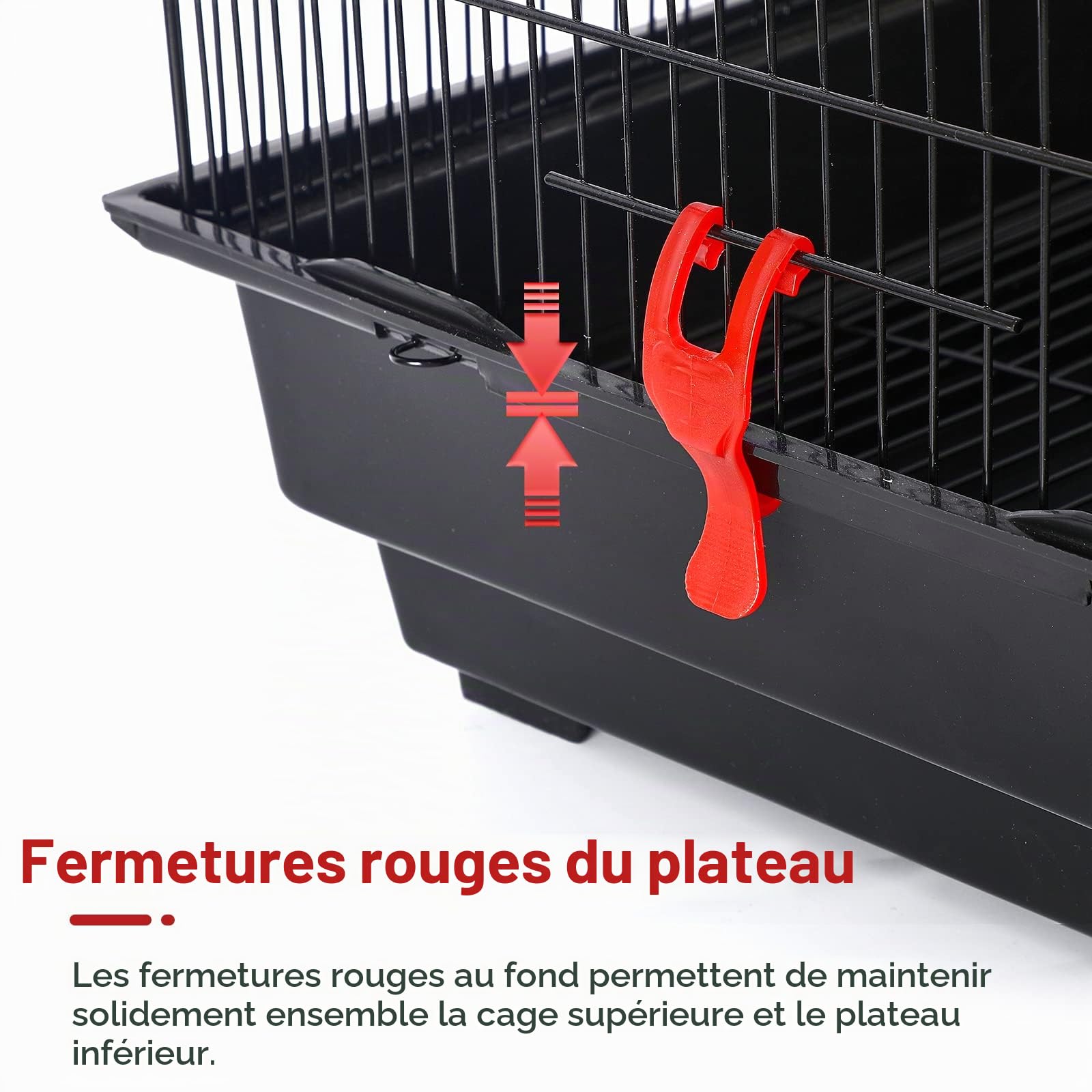 UISEBRT Cage à oiseaux avec jouet en cage - Grand nichoir à oiseaux en métal - Pour pinsons, canaris, perruches - Noir (type A, 46 x 35,5 x 99 cm)