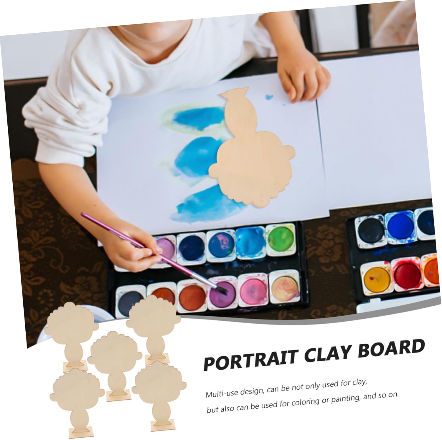Portrait Clay Board 5pcs Clay Making Board Wood Pottery DIY Craft Plate