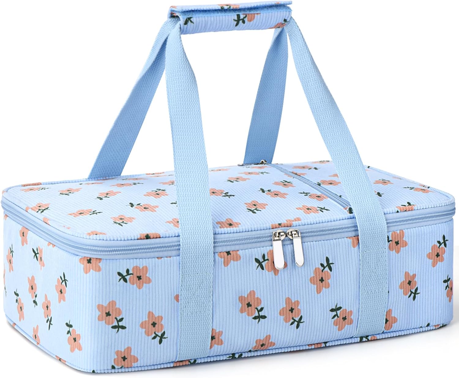 Double Insulated Casserole Carrier for Hot or Cold Food,Pie Carrier Bag Lunch Tote for Potluck Parties/Picnic/Cookouts, Fits 9"x13" Baking Dish, Grey