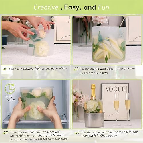 Miniatura 5 de Molde de cubo de hielo, molde de hielo enfriador de botellas de vino, molde de hielo para cubo de champán, floresfrutascualquier decoración para