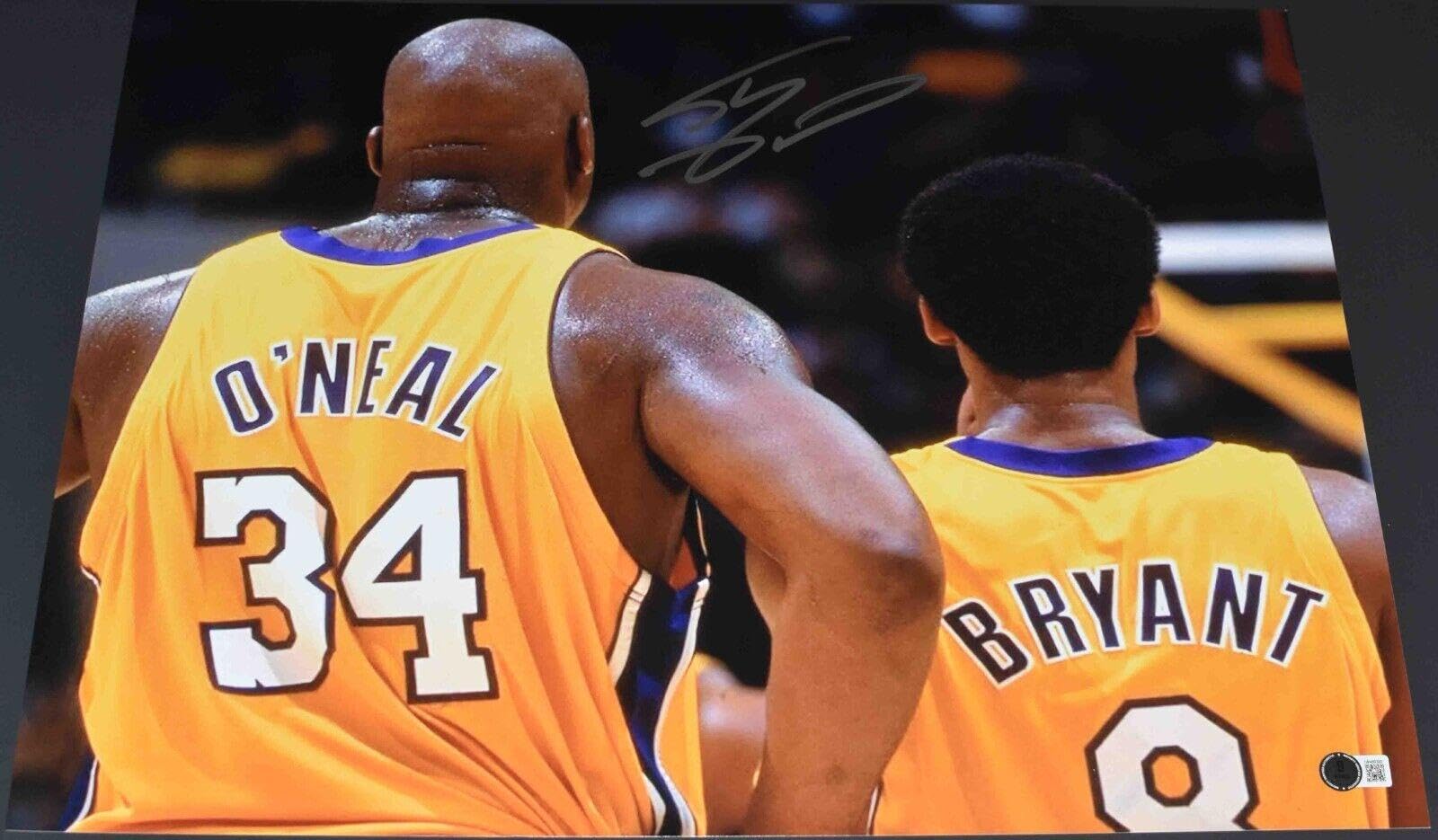 SHAQUILLE SHAQ O'NEAL SIGNED LOS ANGELES LAKERS 16x20 PHOTO W/KOBE