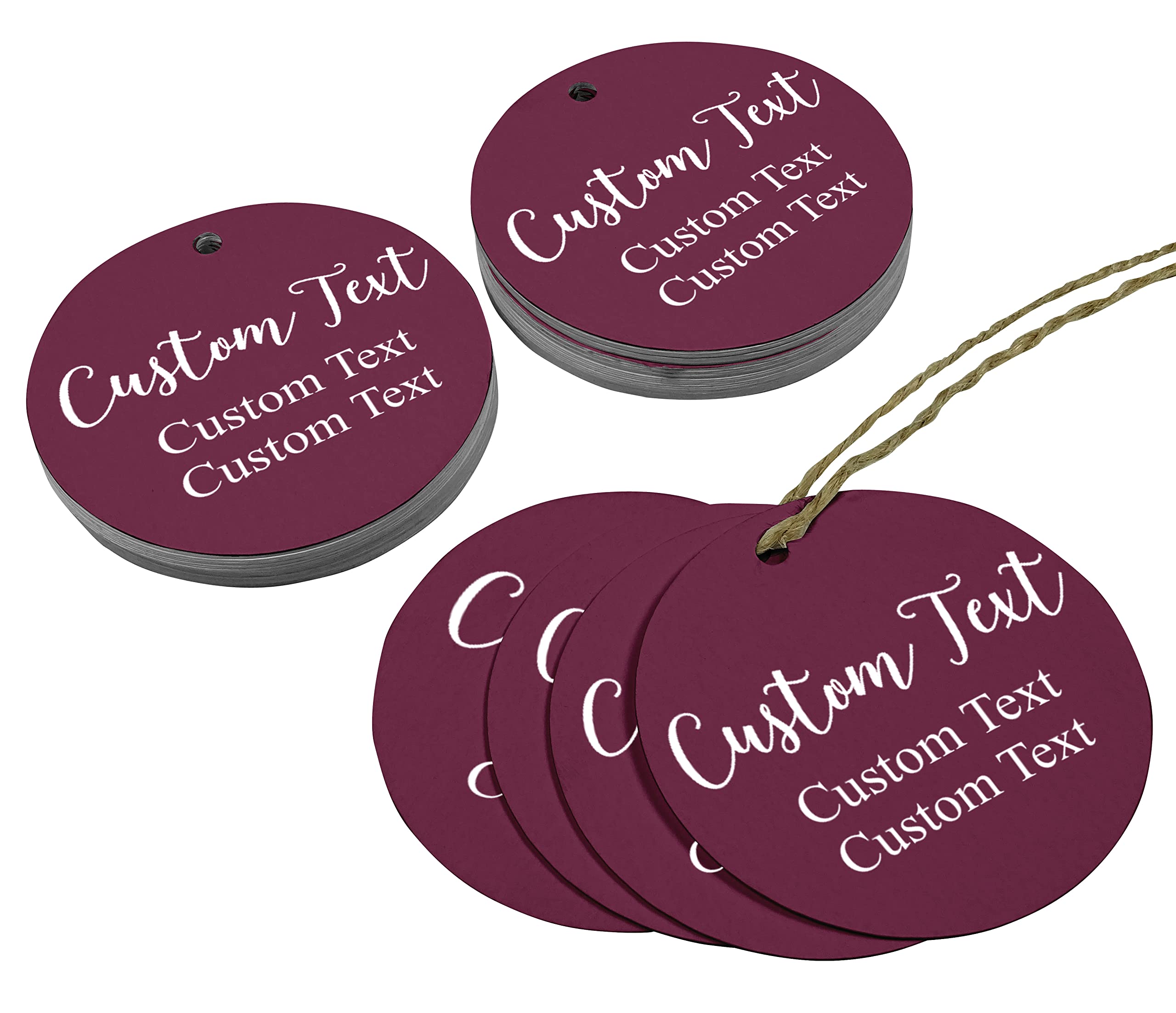 100 Cartellini Regalo Personalizzati Rotondi, 4×4 Cm, Per Bomboniere E Wedding Favor, Rossi