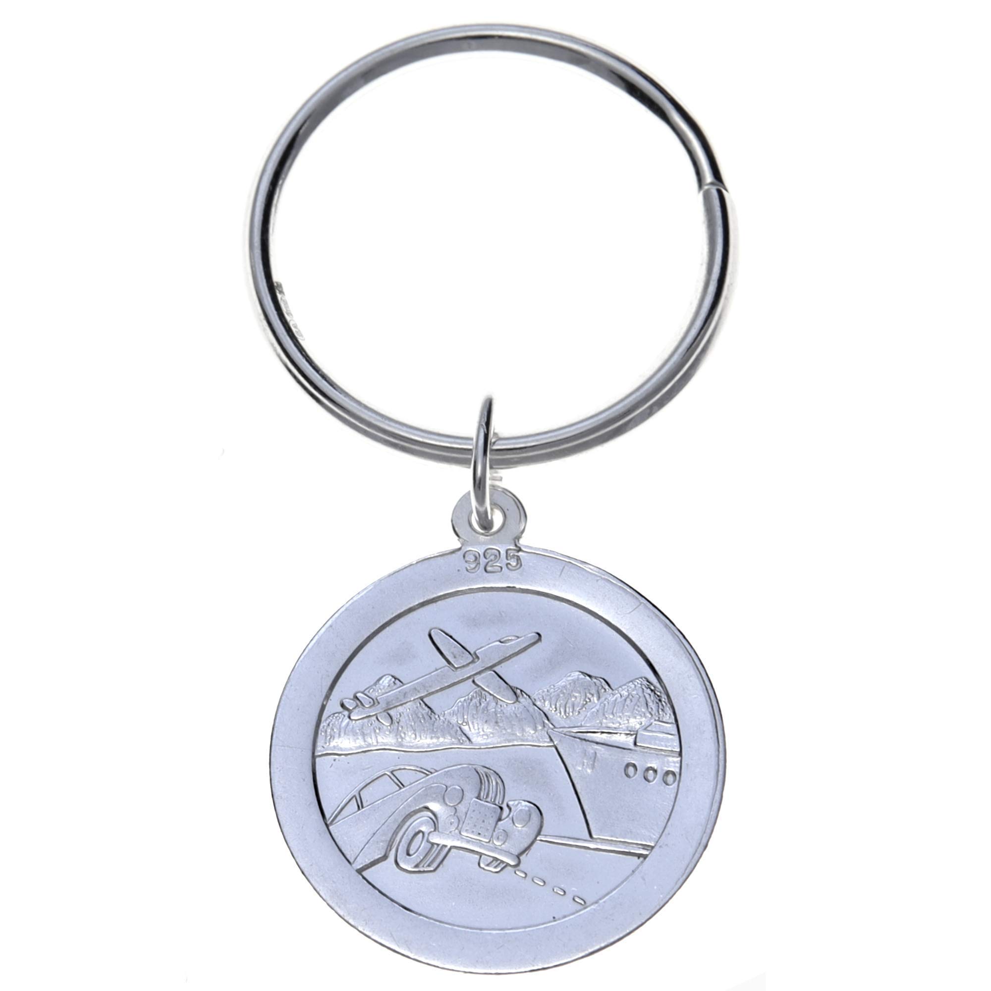 Alexander Castle Reversibel Solide 925 Sterlingsilber Heiliger Christophorus Schlüsselanhänger für Herren - 22mm Autoschlüsselanhänger Schlüsselanhänger mit Schmuck Geschenkbox