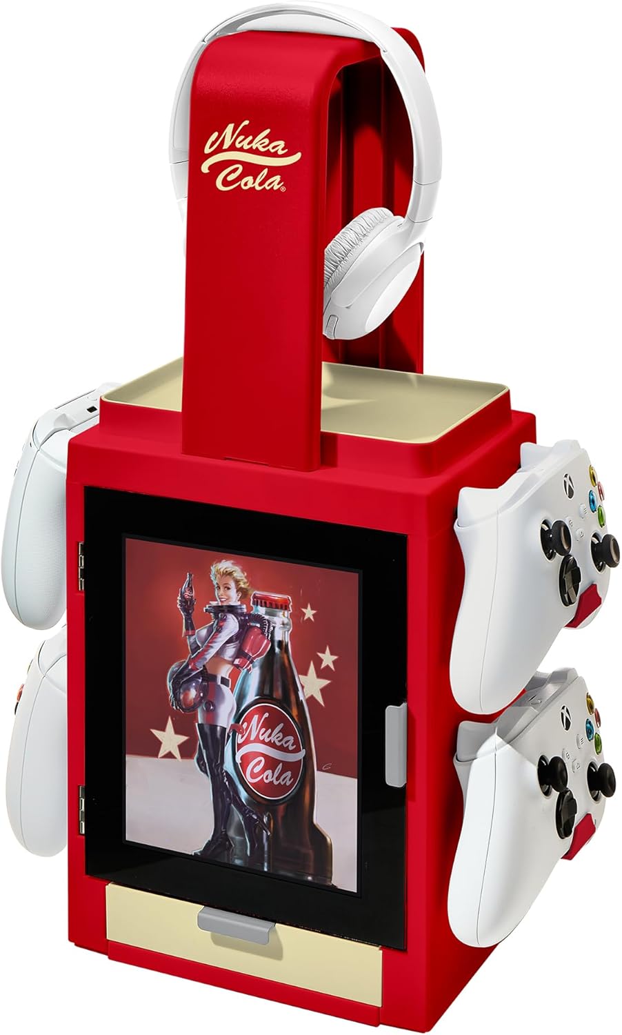 Numskull Official Fallout Nuka Cola LED Light Gaming Locker, Controller Holder & Headset Stand for PS4/PS5 & Xbox Series X|S - Multiple LED Lighting Settings - Official Fallout Merchandise