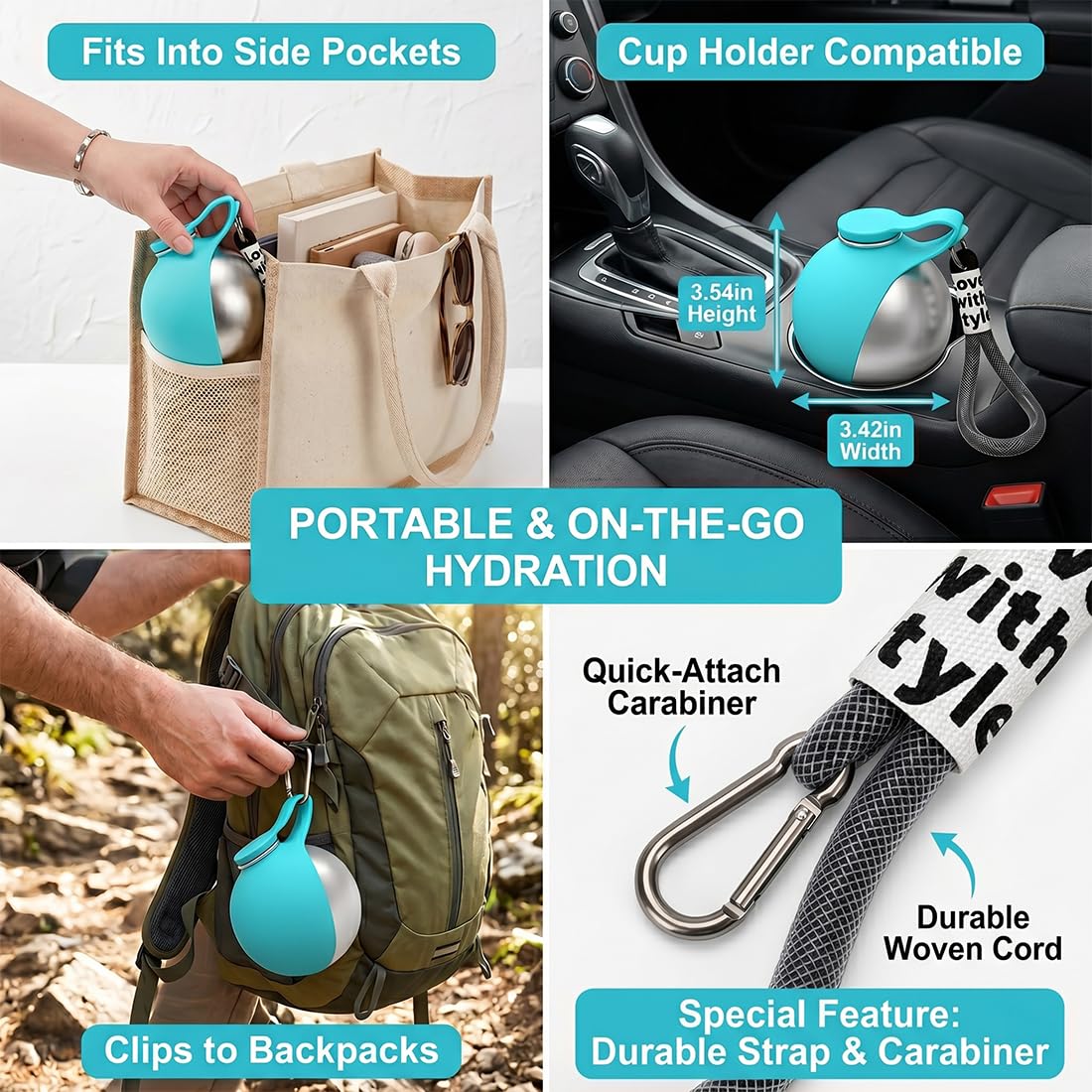 borraccia portatile per animali domestici 285ml acciaio inox anti perdite adatta per cani gatti e uscite all aperto