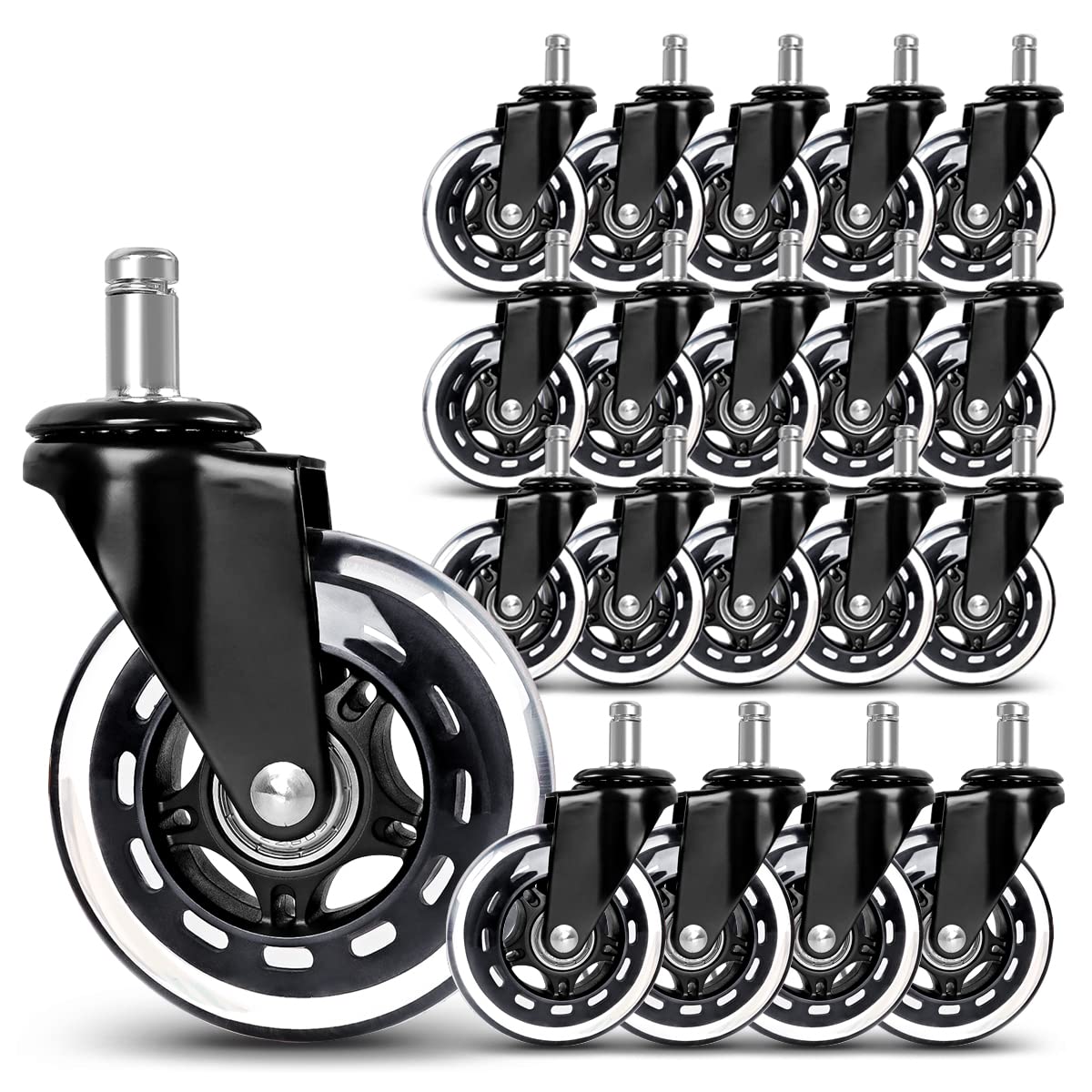 Office Chair Caster Wheels Replacement, Heavy Duty Casters Safe for All Floors,Without Chair Mats. 3" Office Furniture Casters Replacement,Universal