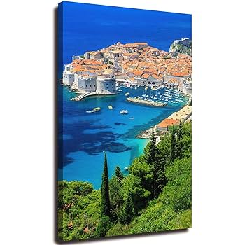 ドブロブニク キャンバス油絵 Amazon.co.jp: 20x32インチ キャンバスプリント ウォールアート