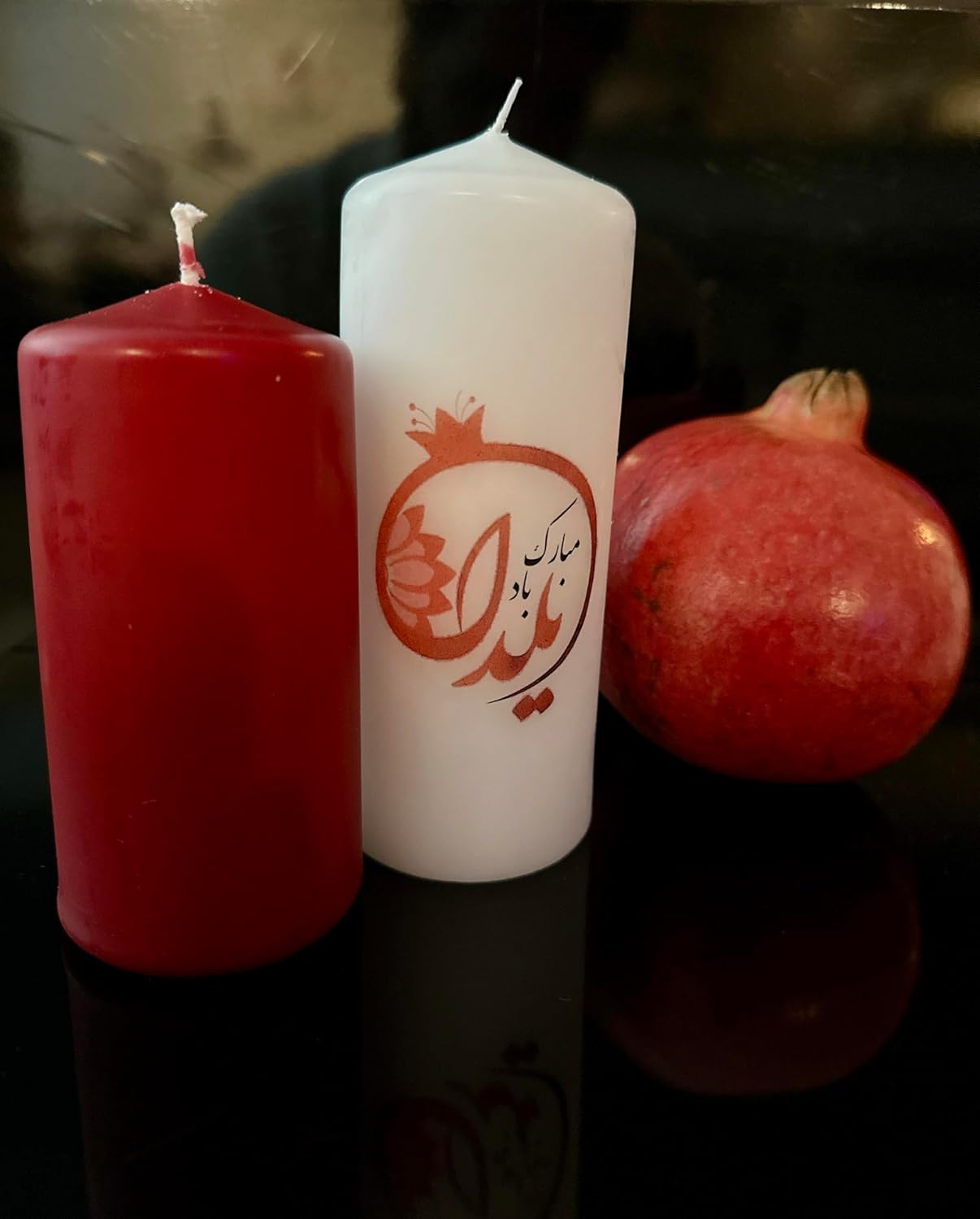 Yalda Candle Set – Handcrafted Red & White Candles (2 Pieces: 1 White + 1 Red) (Small)