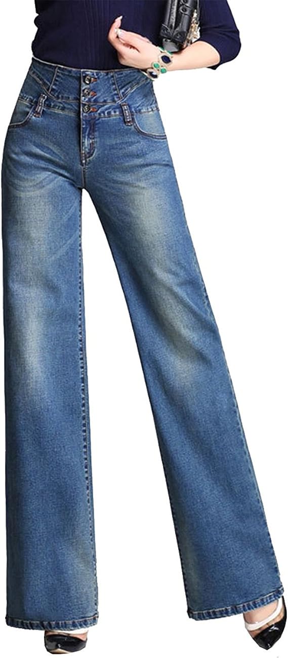 MLM0 Donna Jeans a Zampa di Elefante Svasati Classici Vita Alta Push-Up Blu  Pantaloni Denim Larghi Blu Scuro 2 XX-Large : Amazon.it: Abbigliamento