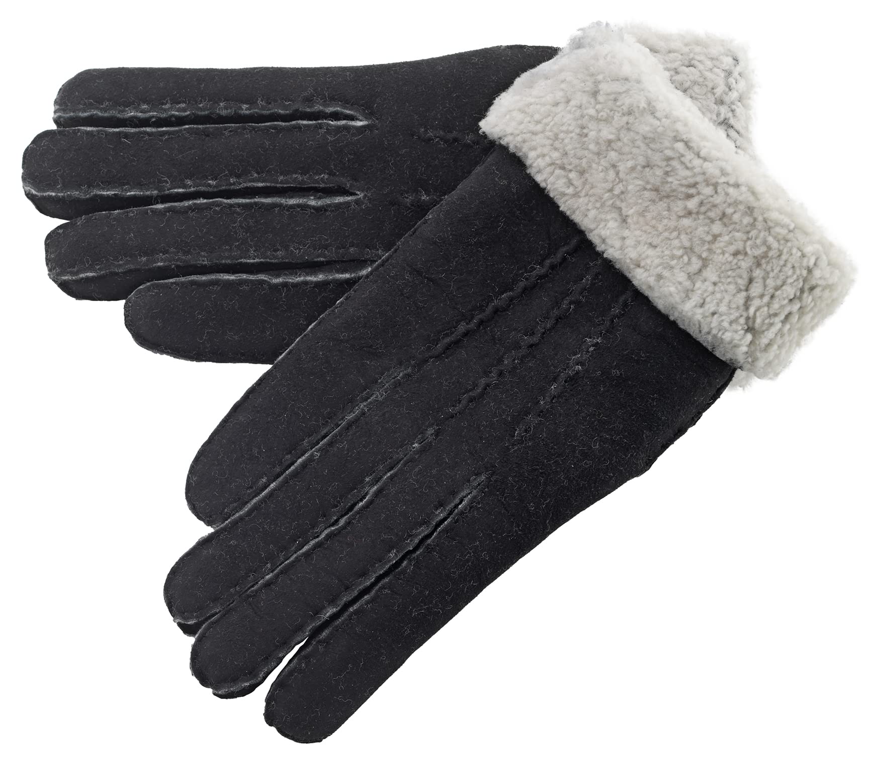 Lambland Women's Premium Lambskin Hand Sewn Cold Weather Winter Gloves (Black, L (7.5"))