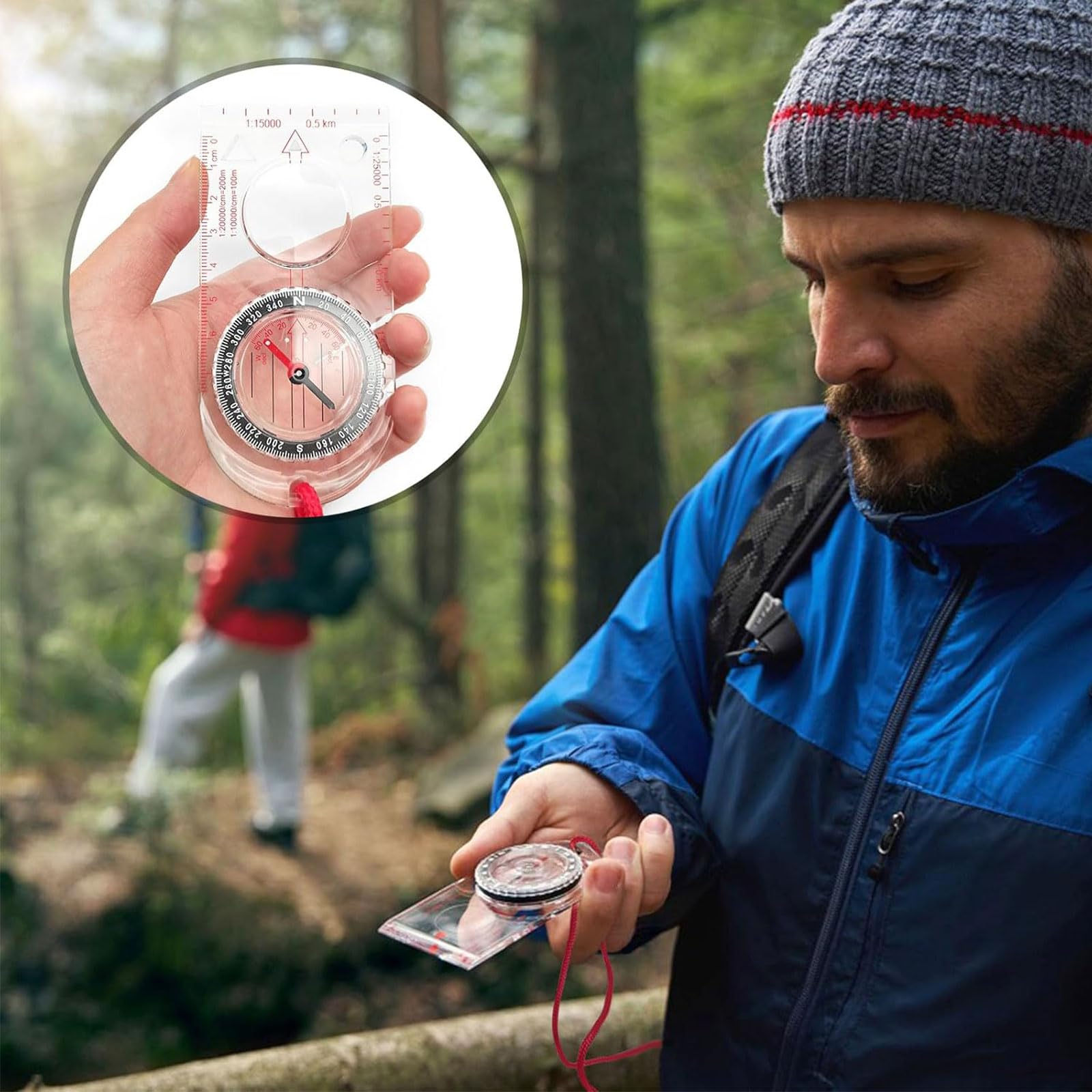 Boussole de Navigation, Transparente Compas d'Orientation avec Déclinaison Réglable pour Randonnée Camping, Sport de Plein air