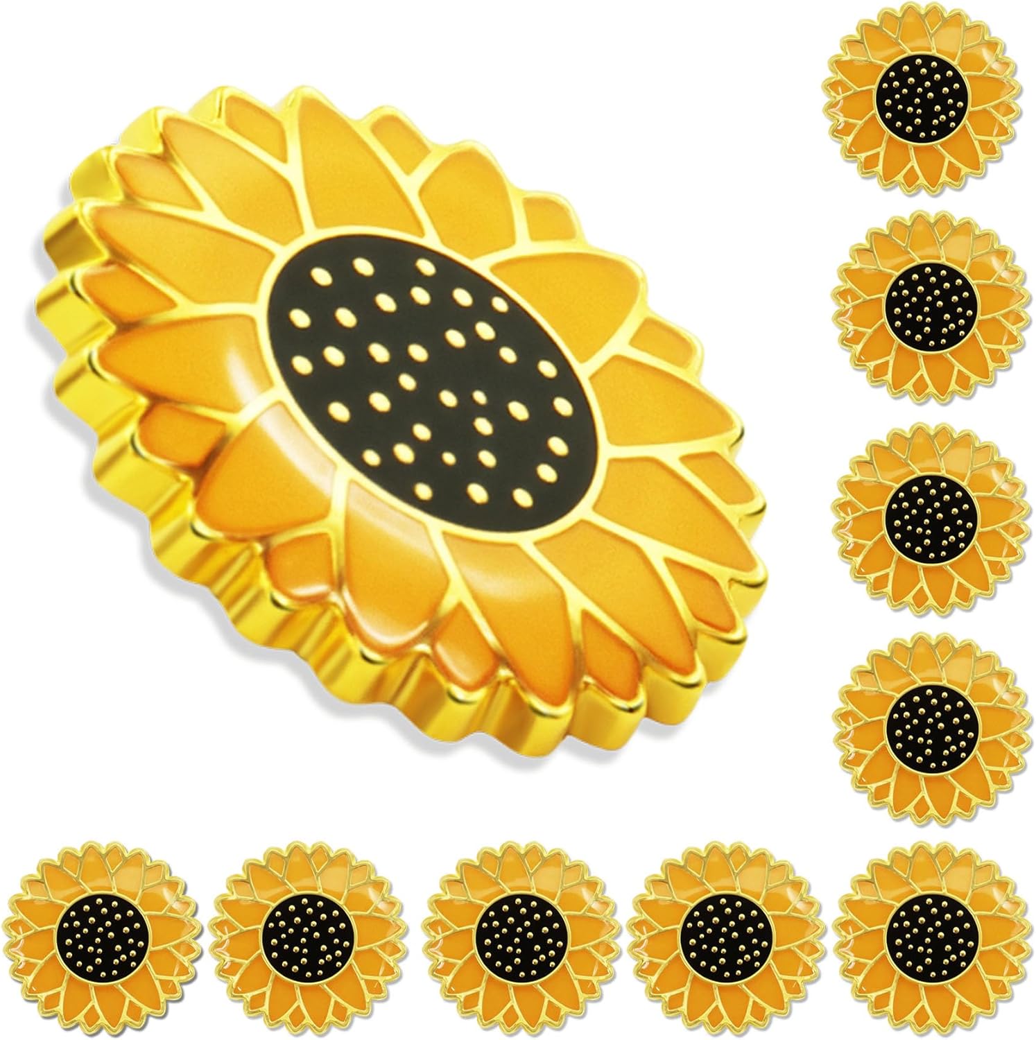 100/Pieces Cute Sunflower Enamel Lapel Pin Bluk Sunflower Brooch Gifts Men Women Clothes Bags Hats Accessories for Backpack Yellow Flower