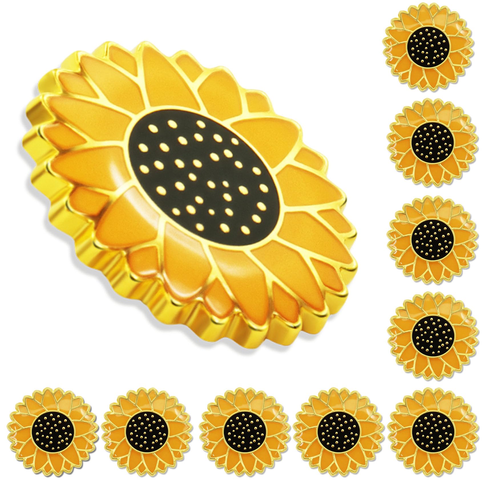10/Pieces Cute Sunflower Enamel Lapel Pin Bluk Sunflower Hidden Disabilities Brooch pin Gifts Men Women Clothes Bags Hats Accessories for Backpack