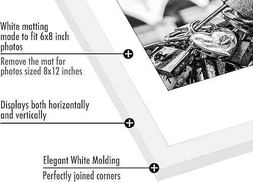 Vista 754 de Americanflat Portarretratos de 8 x 12 pulgadas con plexiglás pulido, juego de 2 portarretratos de 6 x 8 pulgadas con paspartú o para fotos de 8 x 12