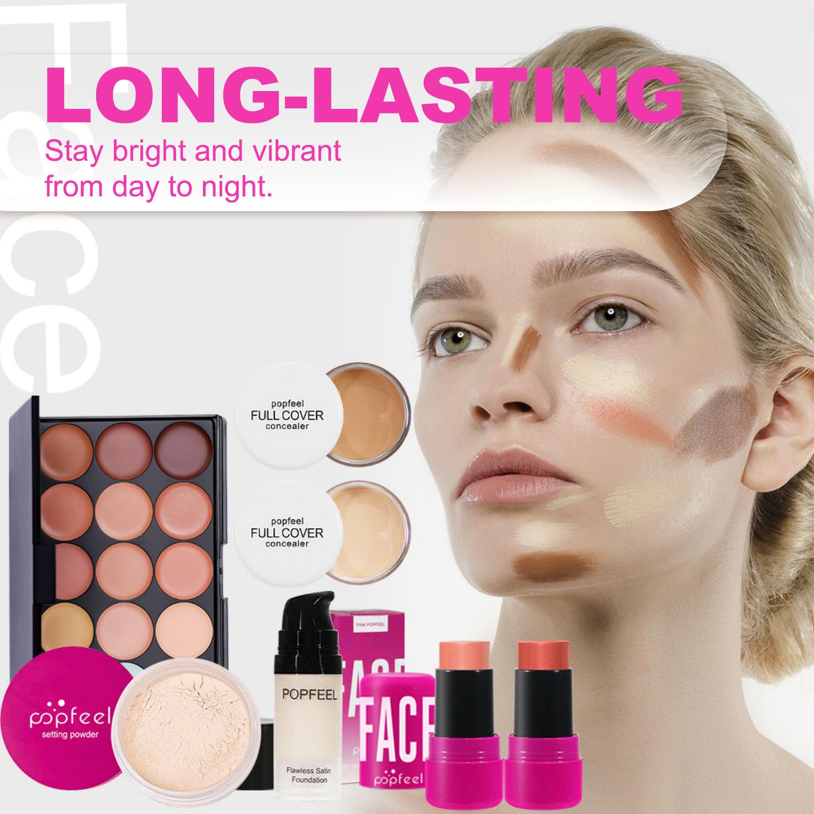 FantasyDay Juego de Maquillaje Xmas All in One Makeup Gift Set Adventskalender 2025 Belleza Cosmético Incluye Corrector Camuflaje, Brillo de Labios, Brochas, Mascara, Blush, Sombra de Ojos, Delineador