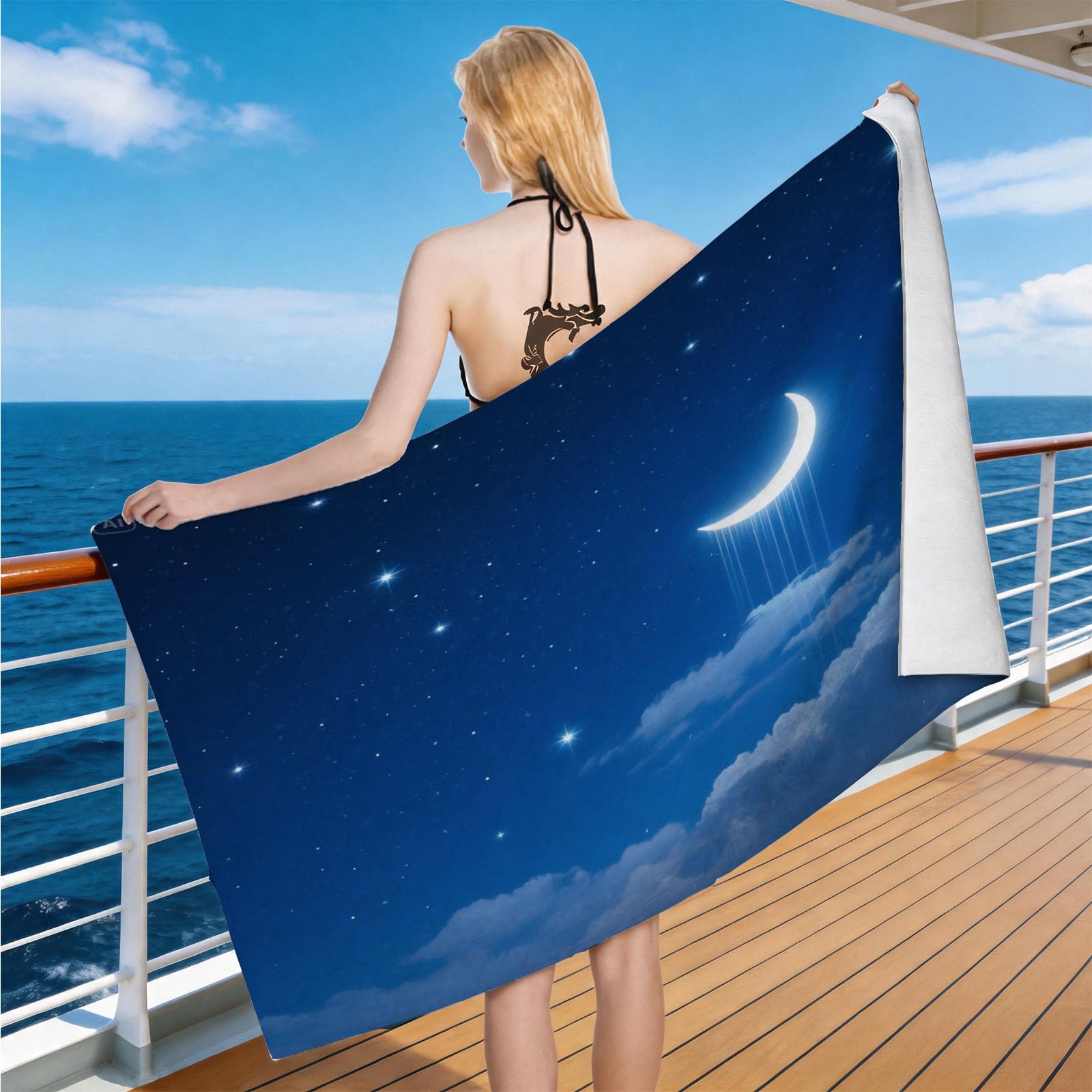 Hongduo Microfiber Quick Dry Beach Towel Fantasy Starry Sky, 3D Cartoon Beach Towels Absorbent Fast Drying Bath Towels, Travel Camping Gym Swimming Bathroom (80x160cm)