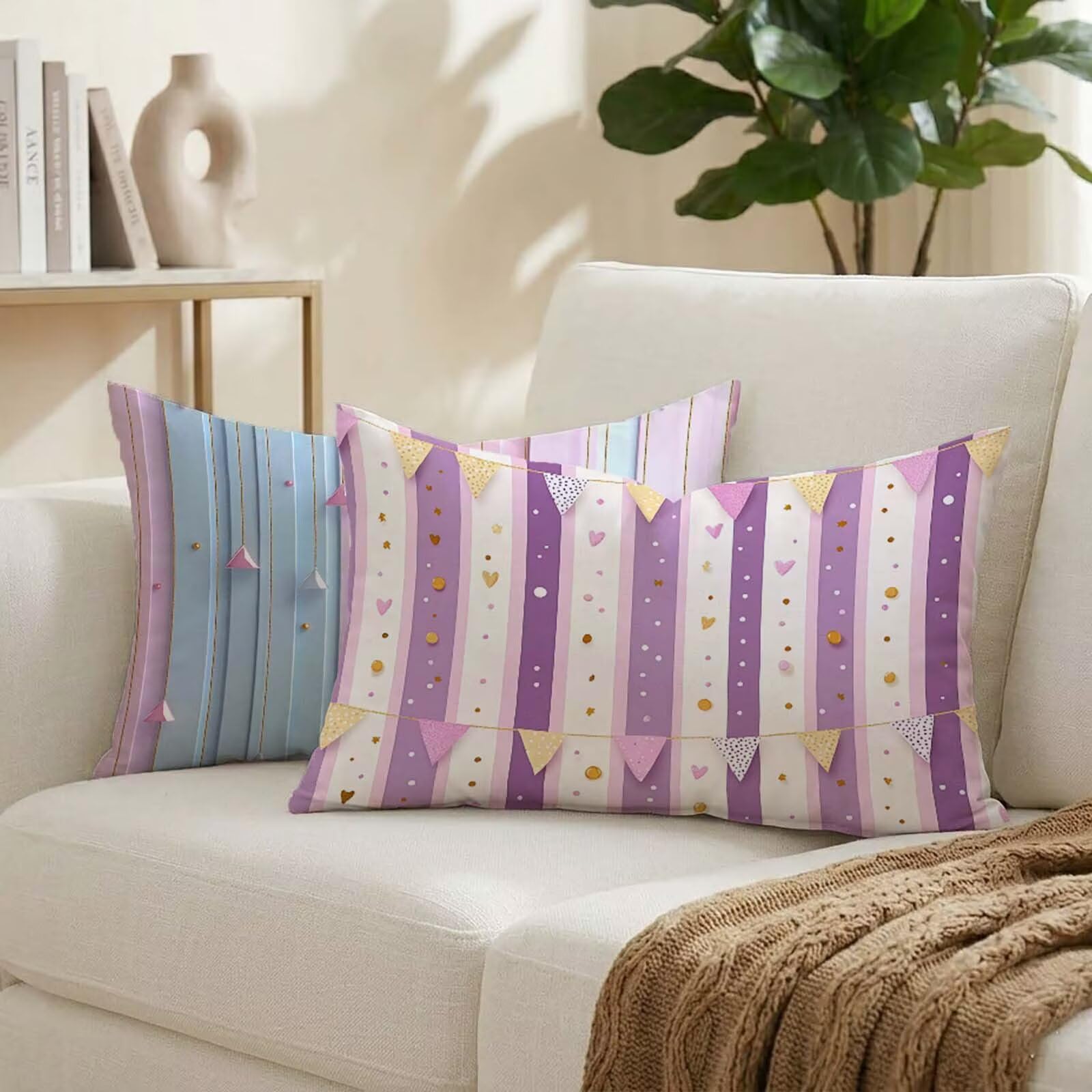 Coussin exterieur impermeable violet dehoussable et deperlant lot de 2 pour l'ete