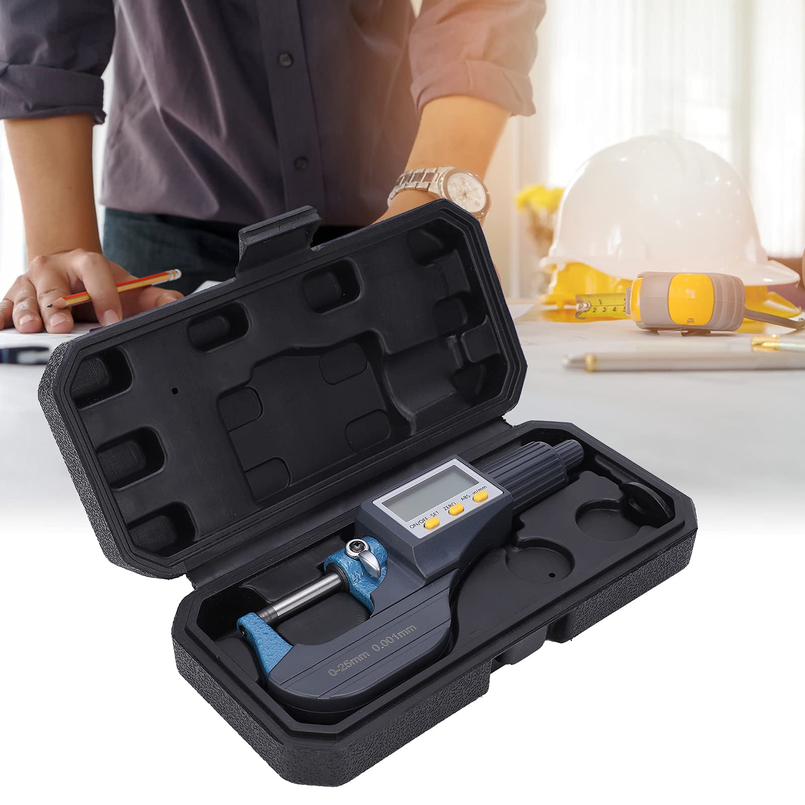 Digitales Mikrometer, LCD-Display mit Feinabstimmung, Ratsche, Wandstärkenmessgerät, geeignet für den Werkstattgebrauch (Lieferung ohne Batterien)