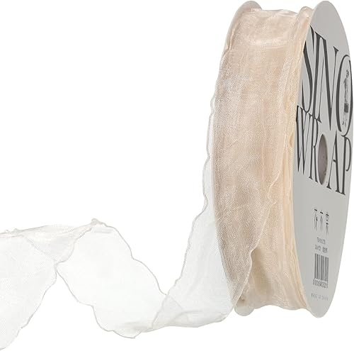 Miniatura 9 de MECCANIXITY Cinta de organza transparente con alambre de 1 pulgada de ancho, cintas de gasa con brillo pastel, color morado lavanda, borde de hoja