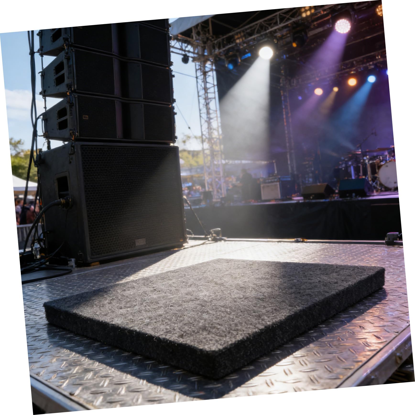 Vaguelly Almohadilla de Aislamiento para Altavoces y Subwoofer 30X40X5,2 CM, Base Antivibración en Poliéster Gris Oscuro, Diseñada para Mejorar la Calidad de Sonido en Habitaciones y Salas