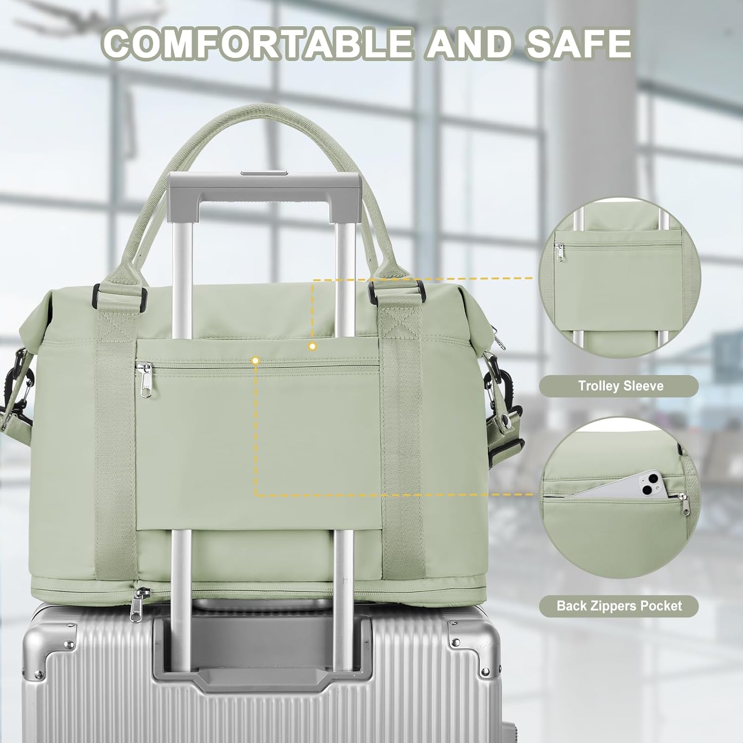 Travel Duffel Bag, Sports Tote Gym Bag, Shoulder Weekender Overnight Bag for Women - Image 4