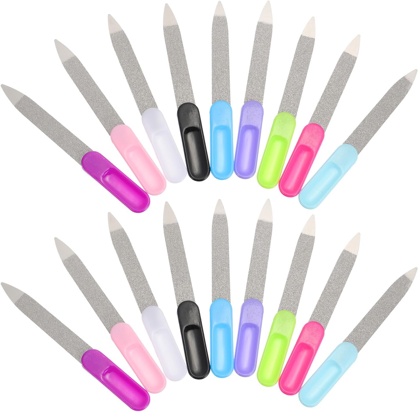 27pcs Stainless Steel Nail Files Manicure Buffing Block Nail Care Tools for Natural and Artificial Professional Precision Filing and Shaping Kit Random Color