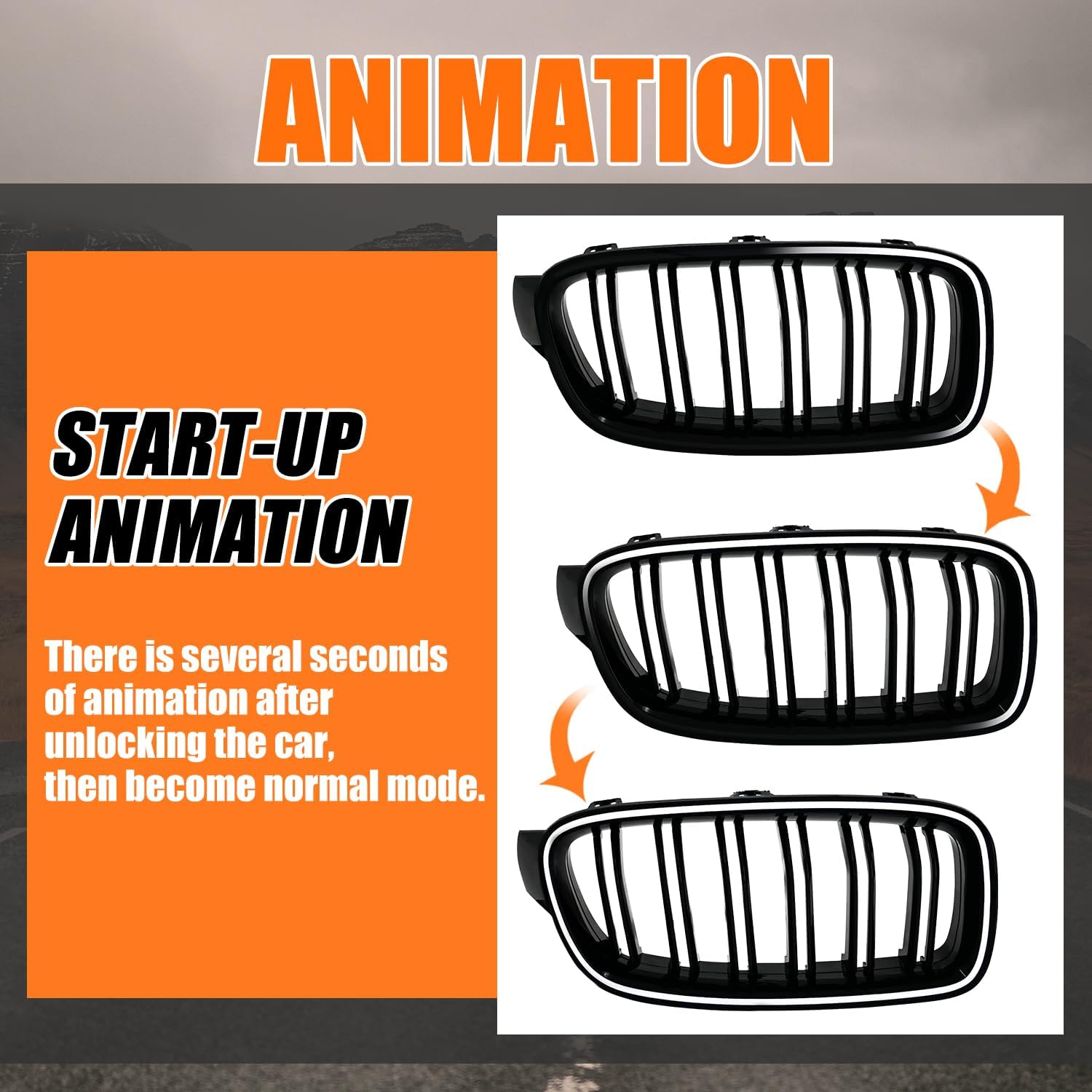 F30 Grill for 2012-2018 BMW F30 F31 320i 328i 328d 330e 330i 335i 340i 3-Series Grille Accessories (Front Grille Light)