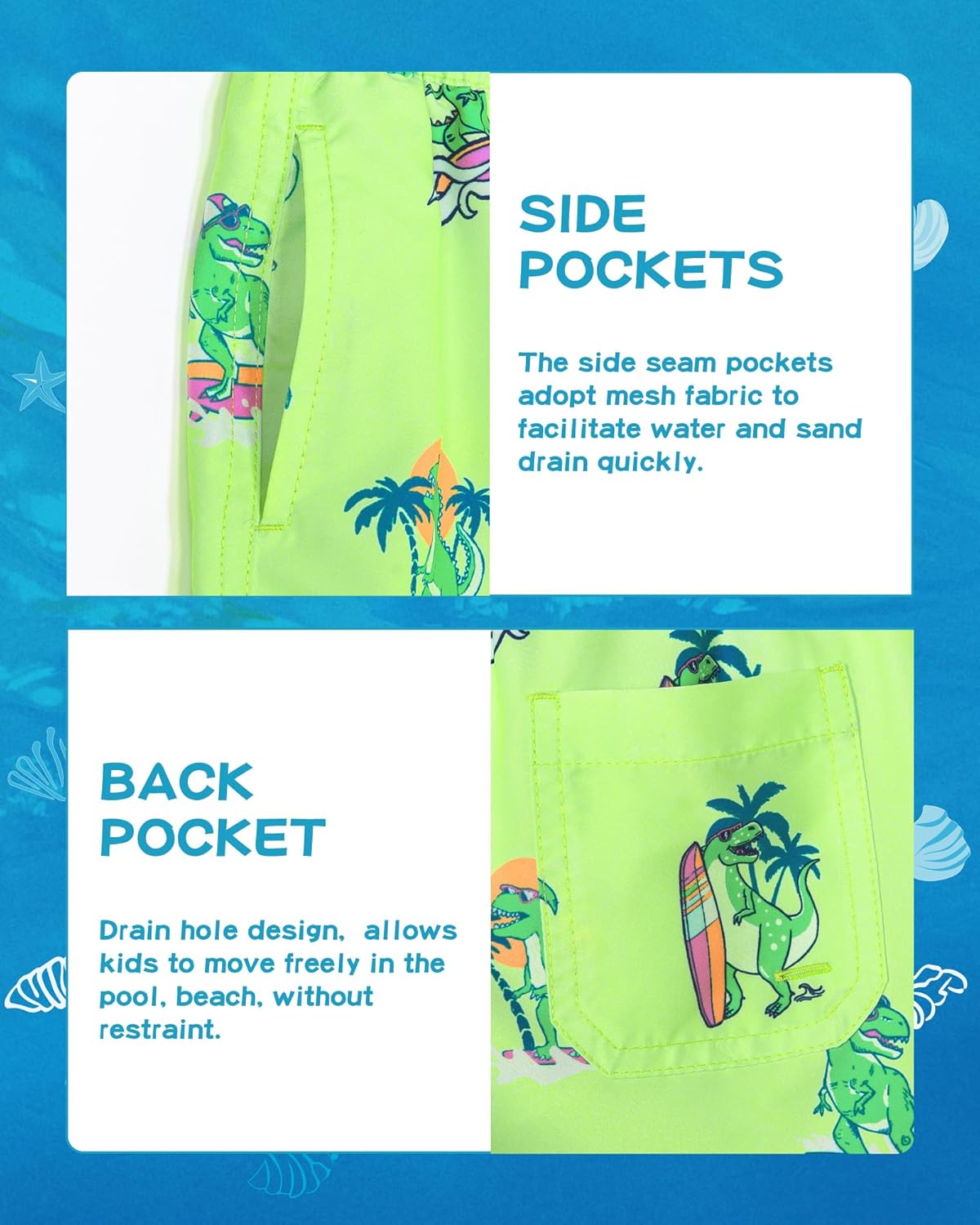 SURF CUZ Boys Swim Trunks Toddler Swim Shorts UPF 50+ Bathing Suit for Boy Swimsuit Quick Dry Mesh Beach Boardshorts Swimwear