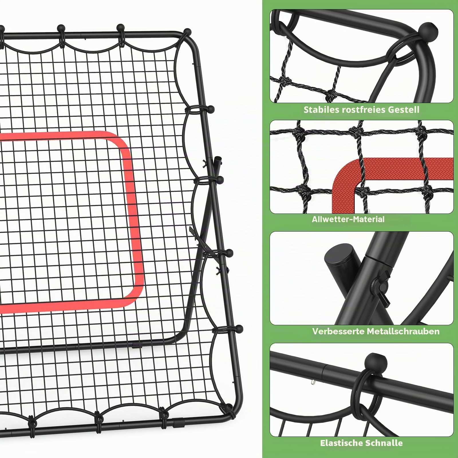 LIANTRAL Volleyball Rebounder Netz, Rebounder für Fußball, tragbares Trainingsgerät für Volleyball, Fußball, Baseball, verstellbares Kickback-Ziel für Schießen, Pass und Kontrolltraining, 1,2 x 1,4 m