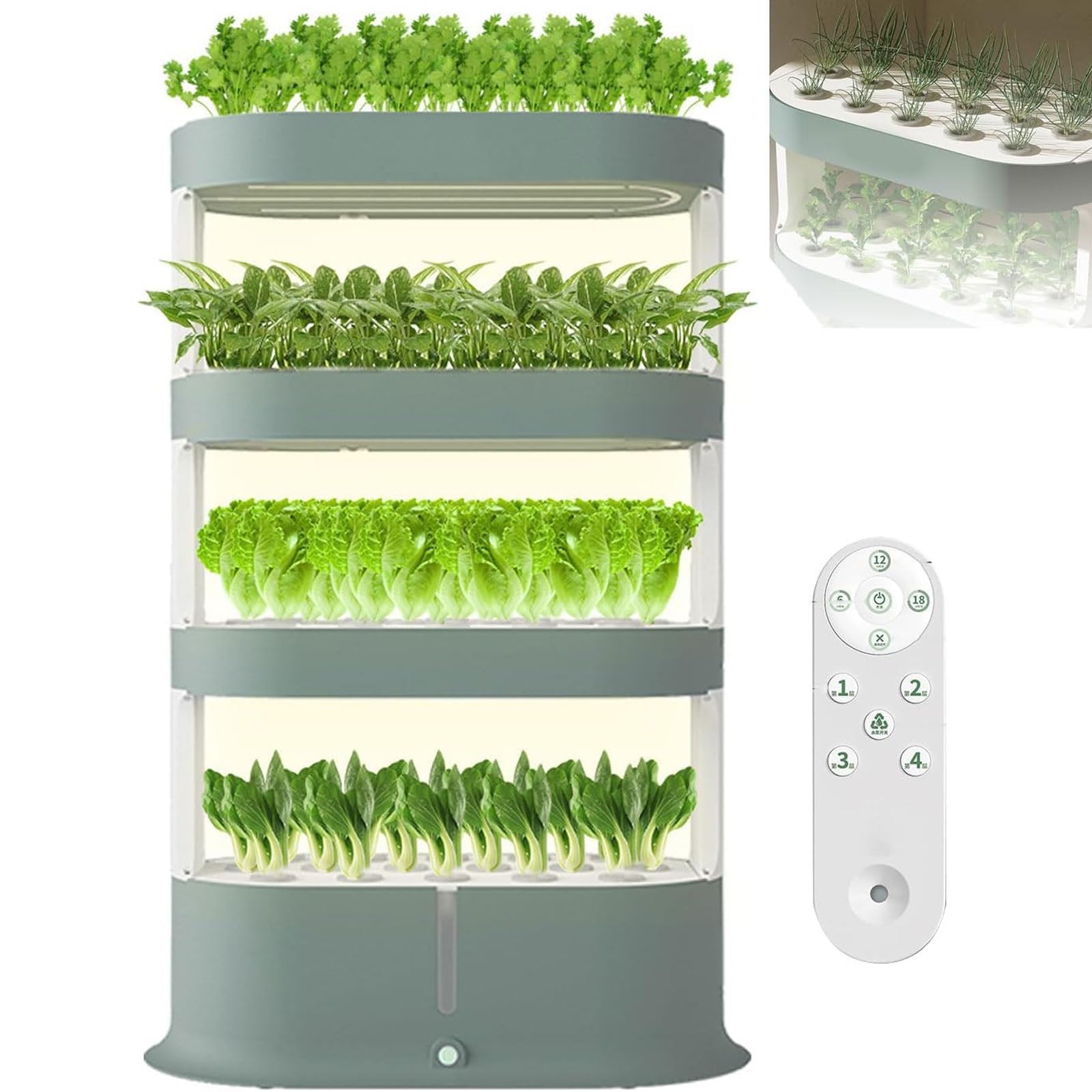 GYKOZY Growing Systemss 48 Pods Hydroponics Tower, Plant Germination Kit Aeroponics with Grow Light & Automatic Watering (Green)