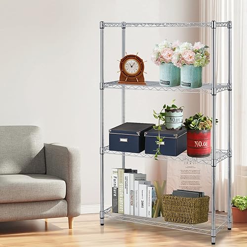 Miniatura 2 de Estantería de alambre de 4 niveles, organizador de estantes de 54 x 36 x 14 pulgadas, estante de almacenamiento de metal resistente, estante de