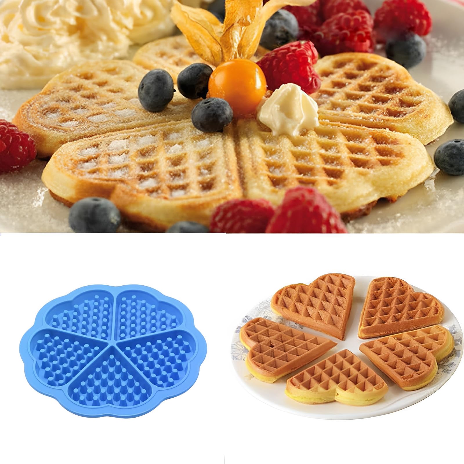 Febbya Stampo per Waffle,Antiaderenti Stampi per Waffle in Silicone 2