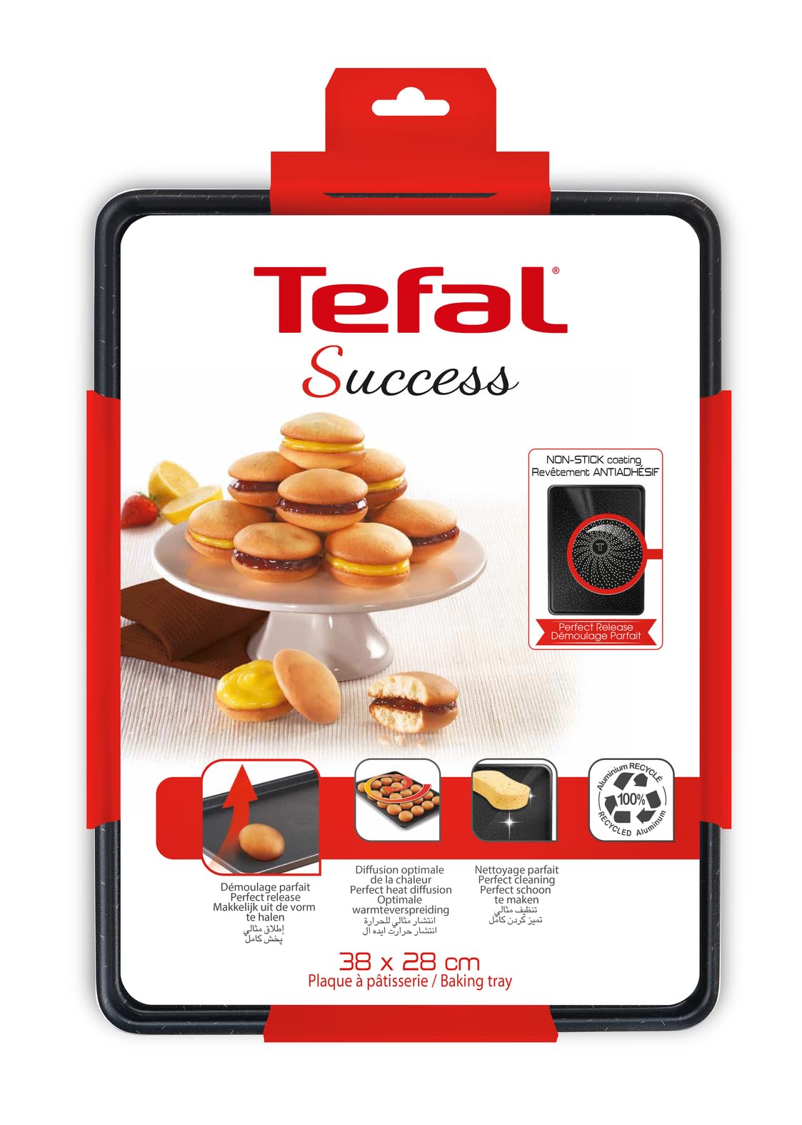 Tefal Success Plaque à pâtisserie 38x28 cm, Revêtement antiadhésif, Aluminium recyclé, Fabriqué en France