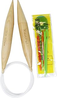 KnitPal 47-inch (120cm) Bulky Wooden Circular Knitting Needles with EBOOK, Natural Wood Jumbo Needle for Chunky Yarn, US Size 36 (20mm)