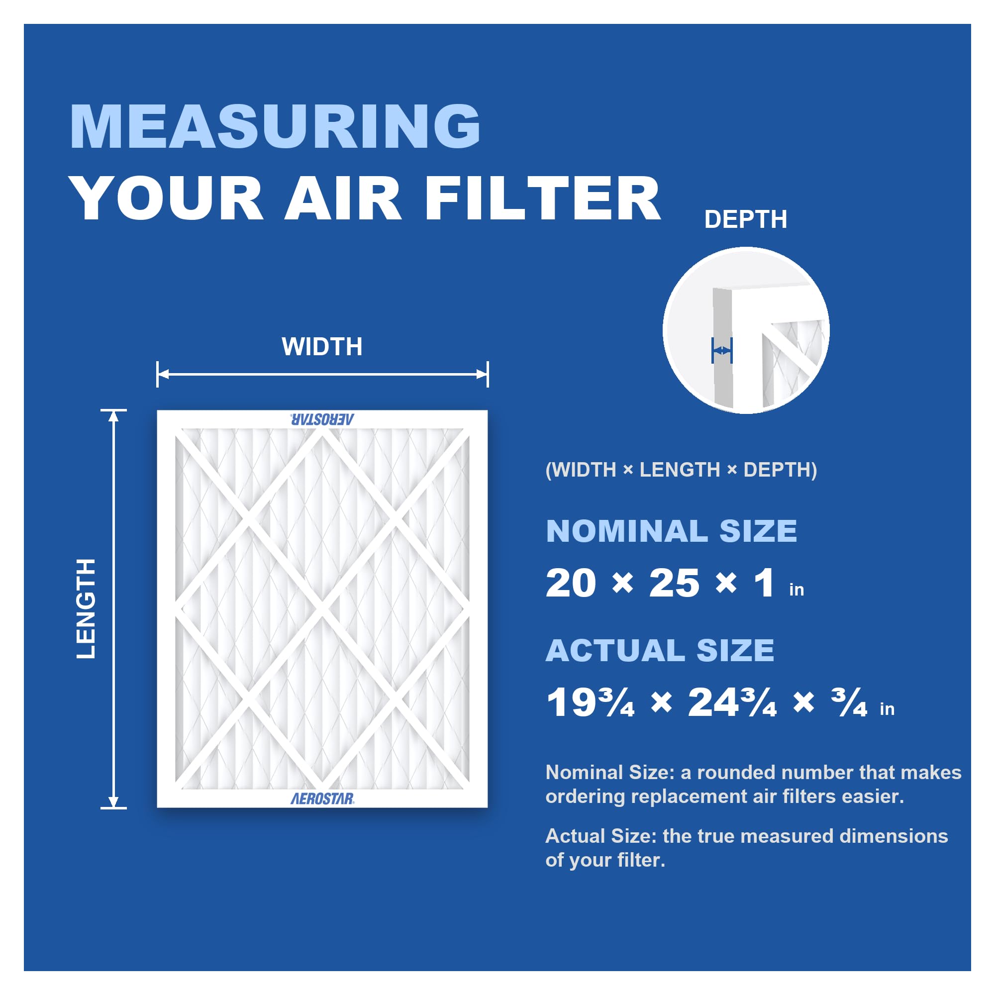 Aerostar - Filtro de aire de 1 pulgada AC y Furnace