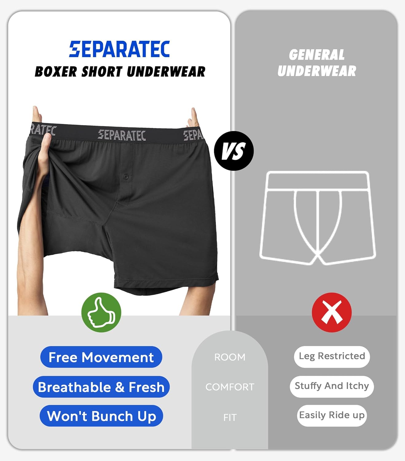 Separatec Mens Boxer Shorts Breathable Quick Dry Mesh Boxers for Men Moisture Wicking Soft Loose Fit Men's Underwear 3 Pack - Image 6