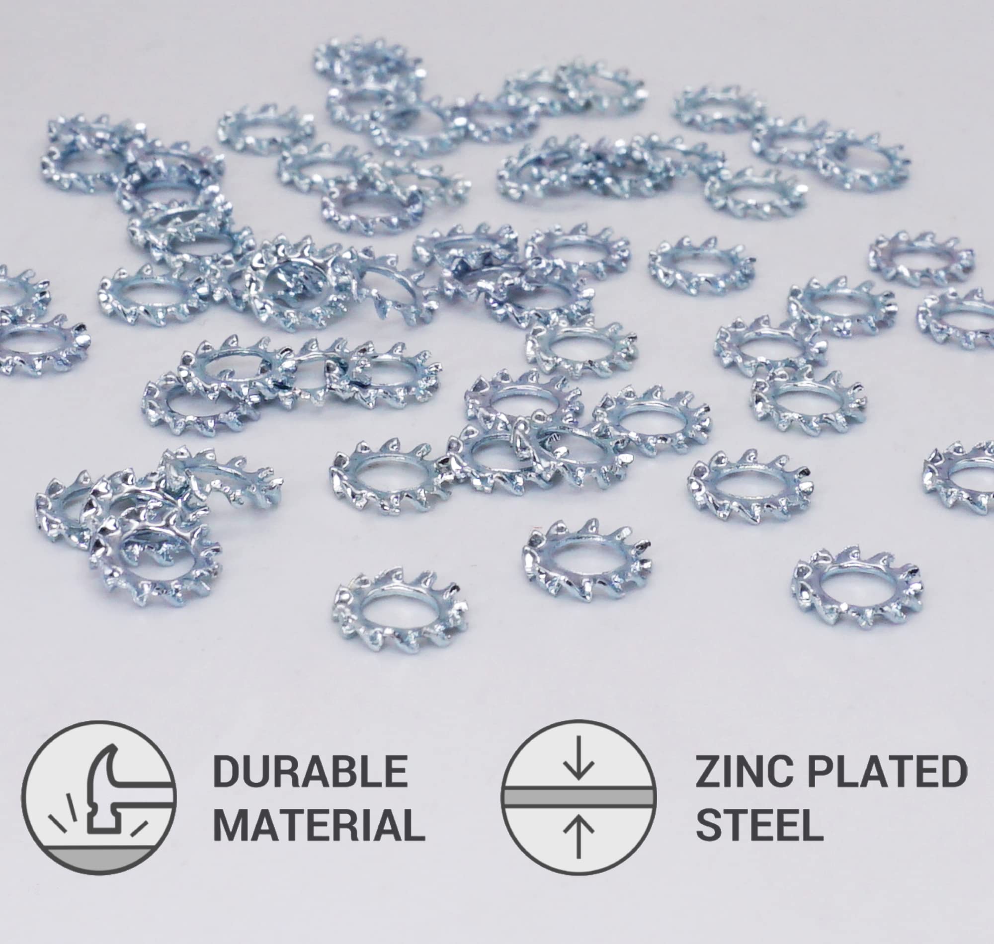 SKIR'CO (50 pcs) Zinc Plated Serrated Lock Washers M4, External Locking Washers, DIN 6798A Washers - Image 3