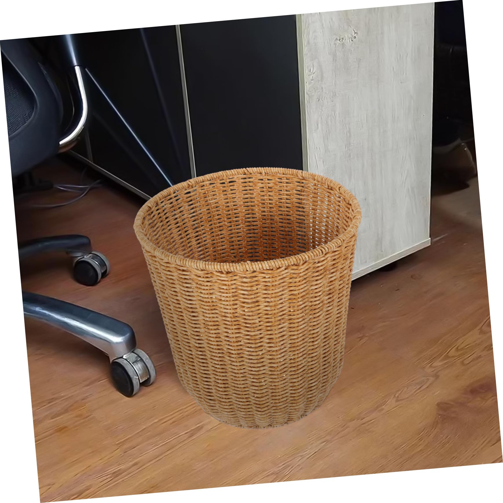 TOYANDONA Cestino Intrecciato in Finto Rattan per Rifiuti e Portaoggetti, Medio, Design Rustico Naturale, Contenitore Versatile per Cucina, Soggiorno e Camera da Letto