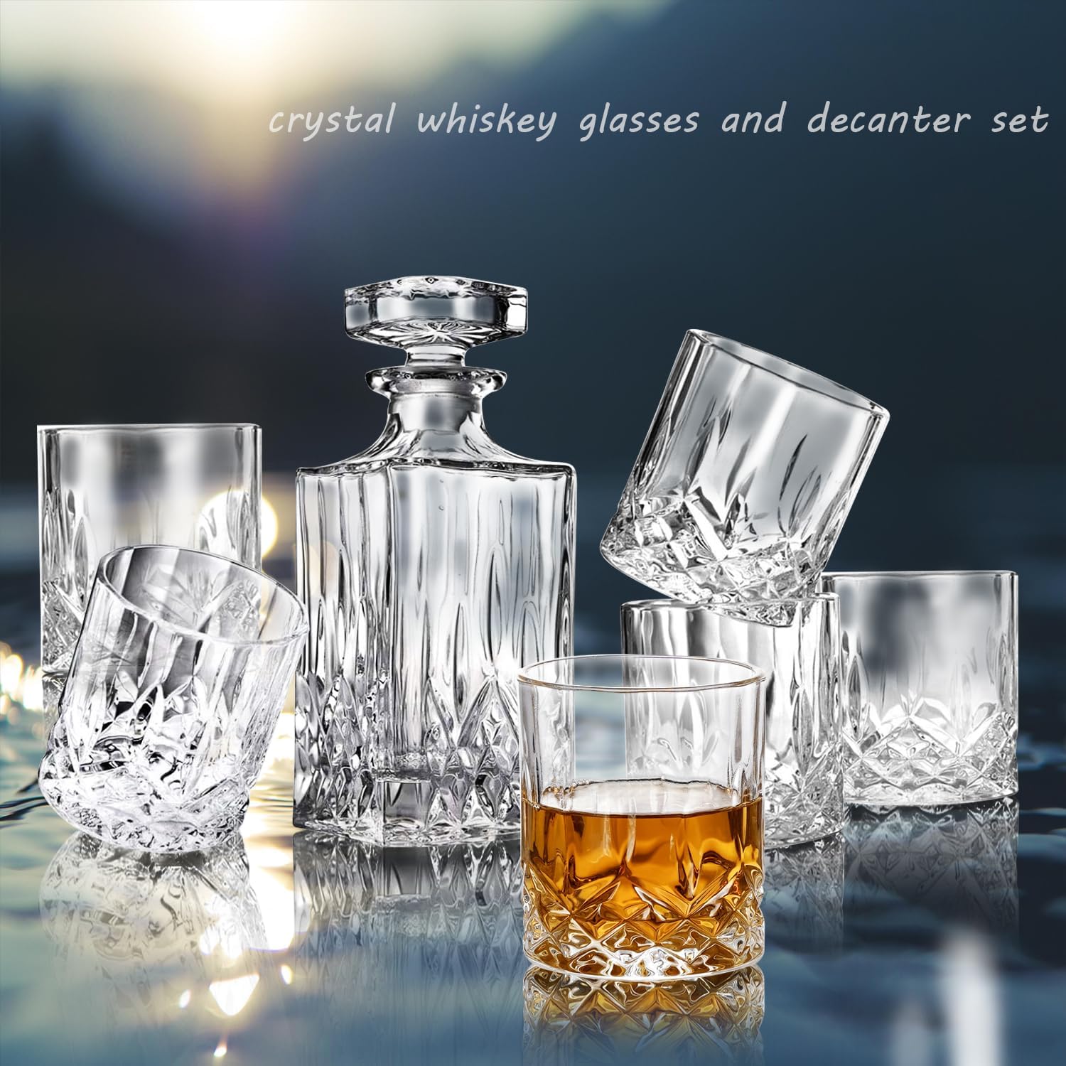 BETESINE Whiskey Decanter Set for Men, Crystal Whiskey Glasses & Decanter, Non-Lead Glass, Bourbon Set in Gift Box, Perfect for Whiskey Lovers, Ideal Gift for Dad or Husband - Image 2